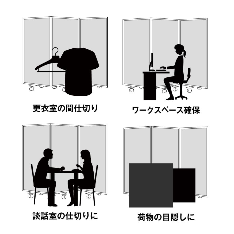 高級 デラックス パーテーション 4連 キャスター付き パーティション 間仕切り パーティーション 可動式 仕切り 部屋 衝立 移動(幅2400mm×高さ1800mm) 耐震_6