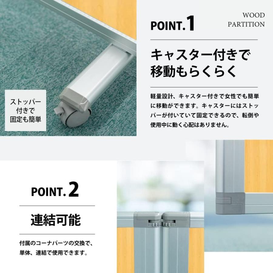 高級 デラックス パーテーション 4連 キャスター付き パーティション 間仕切り パーティーション 可動式 木目 パーテーション (幅2400mm×高さ1800mm) 耐震_8