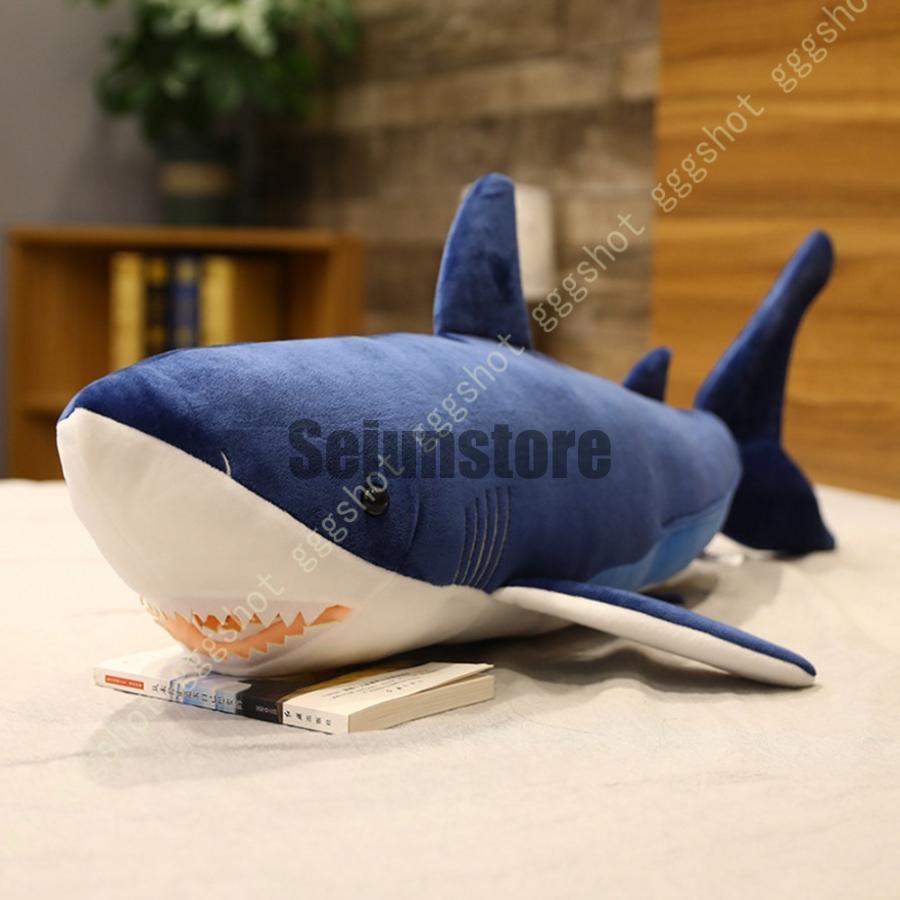 ふかふかBIGさめぬいぐるみ ブルー グレー さめ 鮫 サメ ホオジロザメ 魚 ぬいぐるみ 抱き枕 特大 かわいい ふわふわ ビッグ プレゼント ギフト おもちゃ 子供の画像