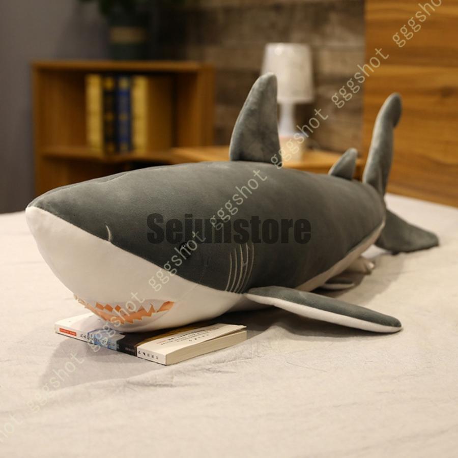 ふかふかBIGさめぬいぐるみ ブルー グレー さめ 鮫 サメ ホオジロザメ 魚 ぬいぐるみ 抱き枕 特大 かわいい ふわふわ ビッグ プレゼント ギフト おもちゃ 子供の画像