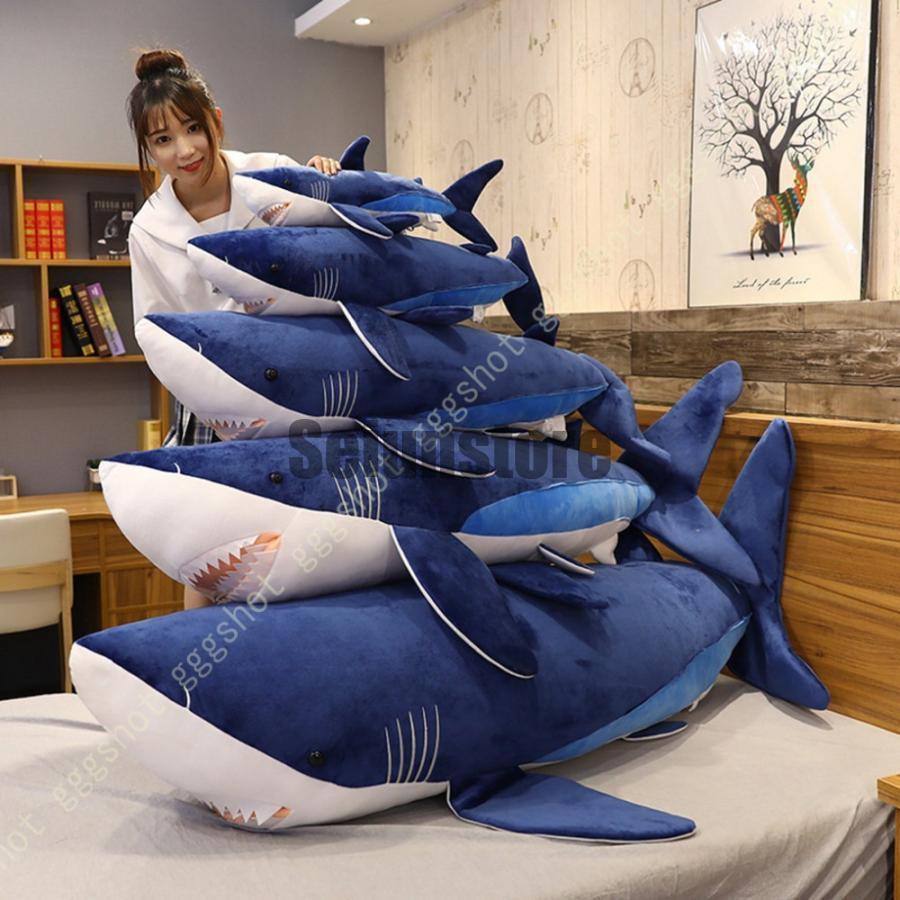 ふかふかBIGさめぬいぐるみ ブルー グレー さめ 鮫 サメ ホオジロザメ 魚 ぬいぐるみ 抱き枕 特大 かわいい ふわふわ ビッグ プレゼント ギフト おもちゃ 子供の画像
