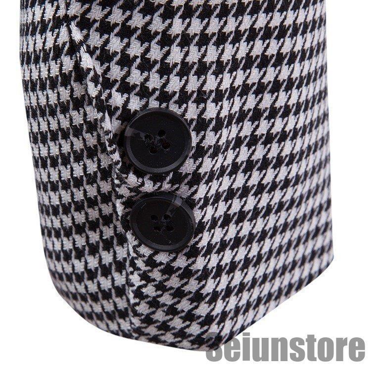 テーラードジャケット メンズ 千鳥格子柄 総柄 配色 スリム 紳士服