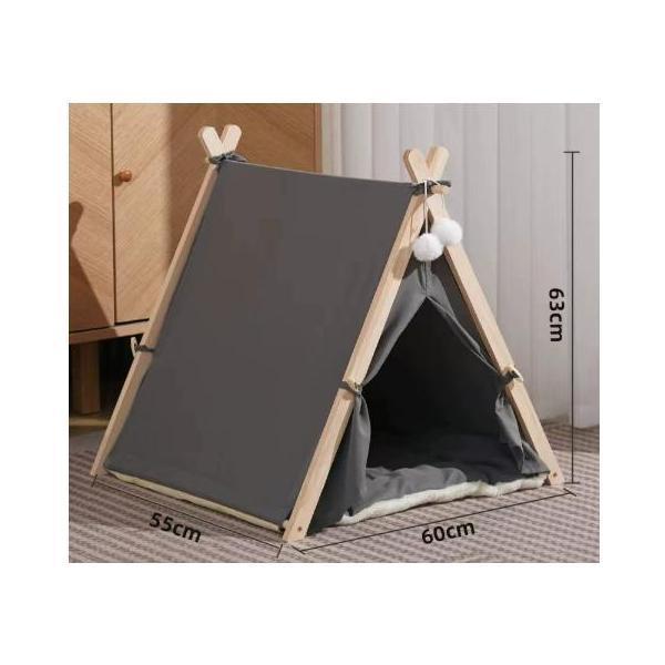 ペット用 ペットハウス ティピーテント ペットベッド 木製 犬小屋
