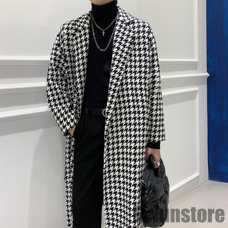チェスターコート メンズ 千鳥柄 黒 白 50代 ロング 暖かい チェック