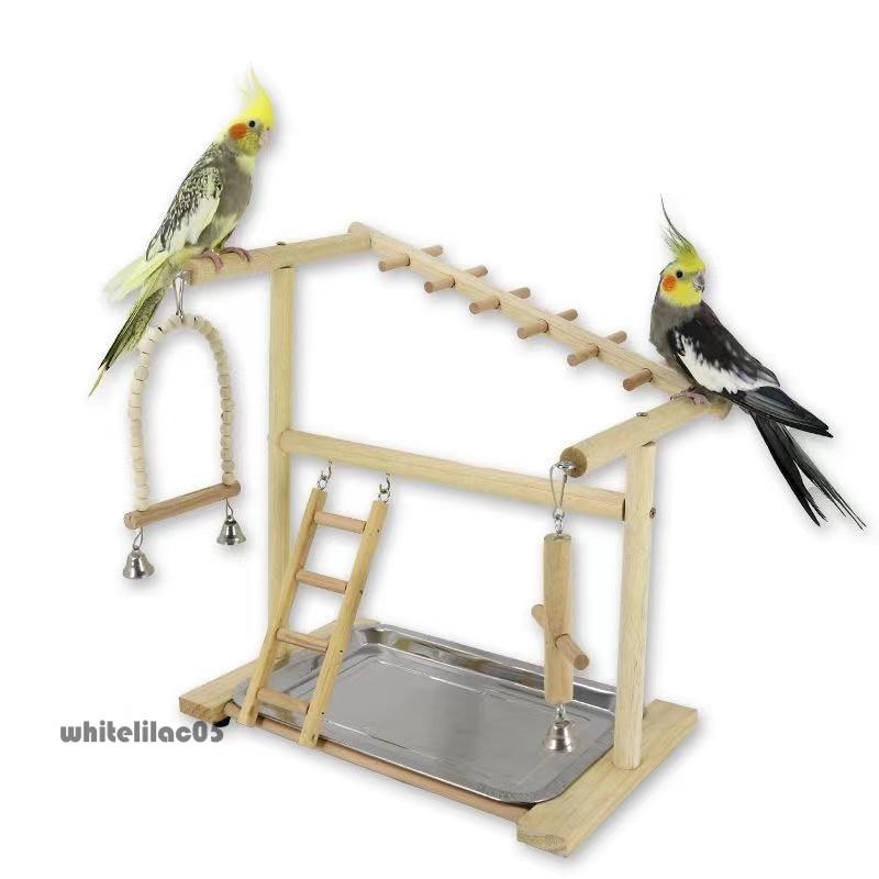 インコ 遊び場 鳥用 アスレチック 2層 バードトイ 鳥のおもちゃ 木製