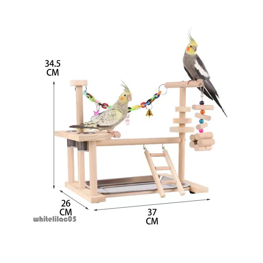 インコ 遊び場 鳥用 アスレチック 2層 バードトイ 鳥のおもちゃ 木製