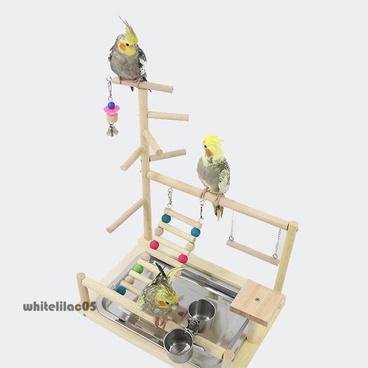 インコ 遊び場 鳥用 アスレチック 2層 バードトイ 鳥のおもちゃ 木製