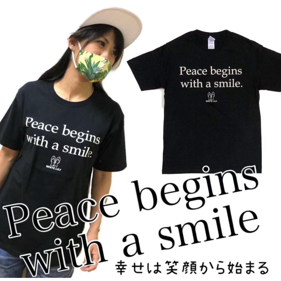 Peace Begins With A Smile オリジナル 格言 Tシャツ 名言 Peace White Lily 満天shop 通販 Yahoo ショッピング
