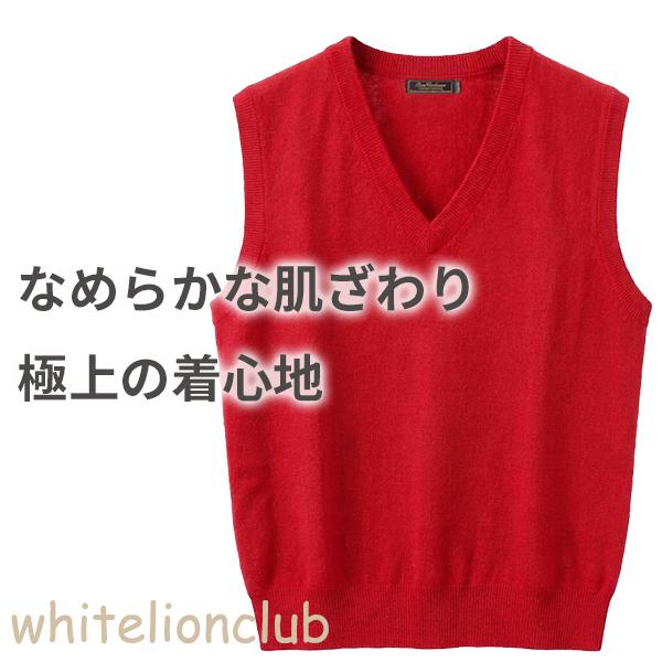 還暦 お祝い カシミヤ100% Vネック ニットベスト 赤 S/M/L/LL | メンズ