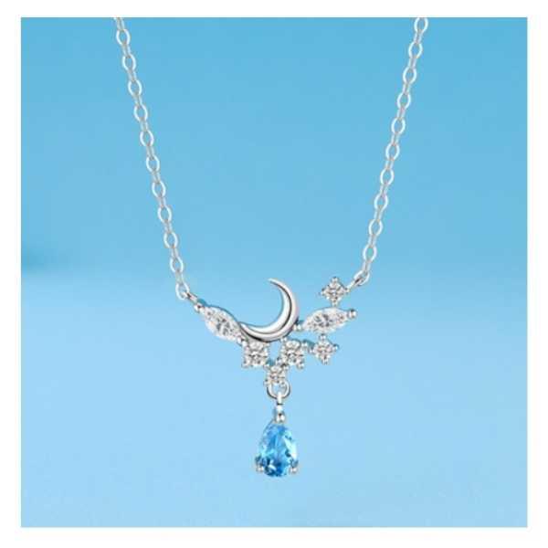 ネックレス レディース シルバー925 CZ ダイヤ 三日月 ドロップ 涙型 