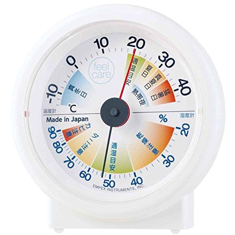 エンペックス気象計 温度湿度計 生活管理温湿度計 feel care 置き用 日本製 ホワイト TM-2411