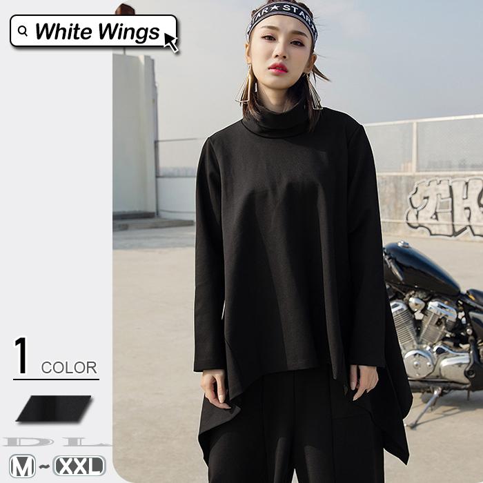 パーカー レディース黒 コーデ春秋 フォーマル きれいめ ケープ ハイネック 非対称 Dl1043 White Wings 通販 Yahoo ショッピング