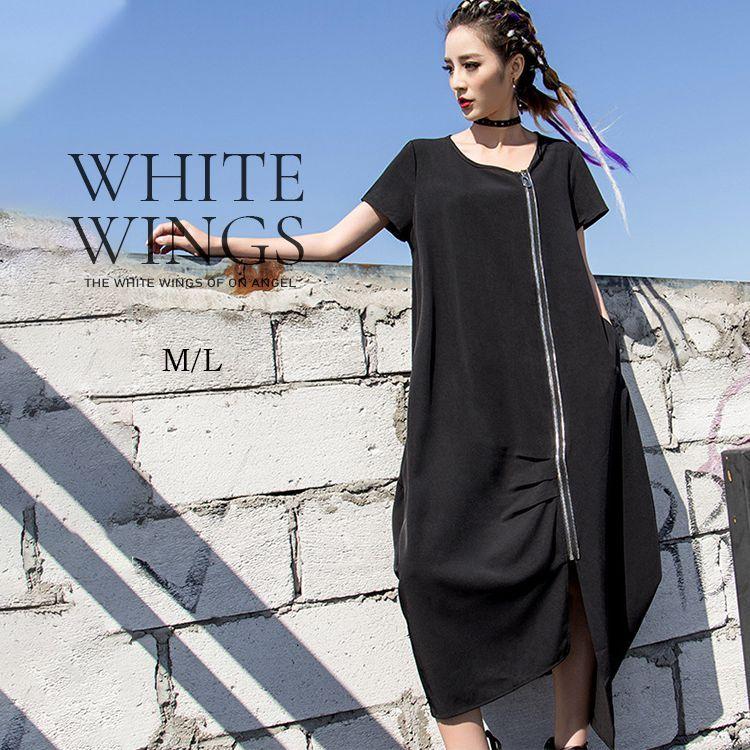 ワンピース レディース ロング丈ワンピース 半袖 モード アメカジ 黒 欧米ファション きれいめ お呼ばれ クリーン 40代 50代 大人っぽく 激安 Dl1107 White Wings 通販 Yahoo ショッピング
