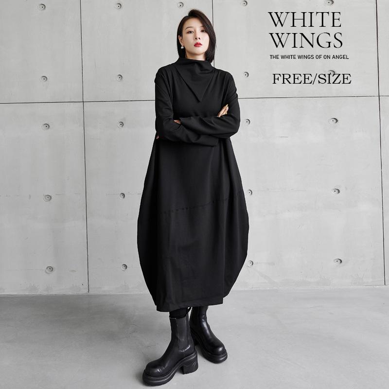 ワンピース レディース ロング丈 長袖 モード アメカジ 黒 フェミンク きれいめ デート 体型カバー 定番スタイル 仮装 Dl1306 White Wings 通販 Yahoo ショッピング