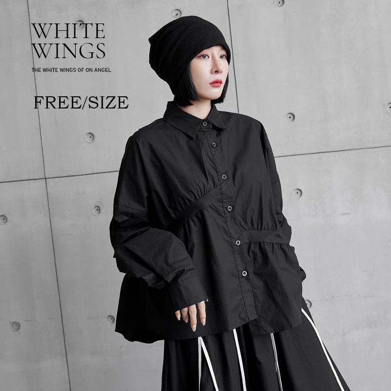 シャツ 人気商品 ブラウス レディース 長袖 モード ストリート 黒 欧米ファション 仮装 二次会 21新作 非対称 キレカジ お洒落 40代 50代