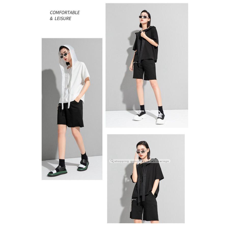 Tシャツ トップス レディース 半袖 モード ストリート 黒 欧米ファション きれいめ 二次会 リラックス パーカー 定番スタイル 婦人服 21春 M2151 White Wings 通販 Yahoo ショッピング