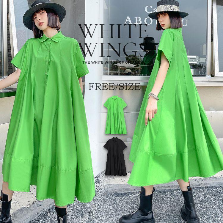 ワンピース レディース ひざ丈ワンピース 半袖 モード セレブ 黒 フェミンク キレカジ 旅行 お洒落 シャツワンピース 定番スタイル 婦人服 お買い得 W White Wings 通販 Yahoo ショッピング