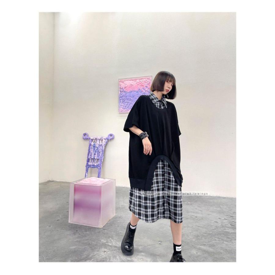 ワンピース レディース アンサンブル 半袖 モード ギャル 黒 大人女子 ナチュラル 部屋着 体型カバー シャツワンピース 定番スタイル 仮装 夏セール W9913 White Wings 通販 Yahoo ショッピング