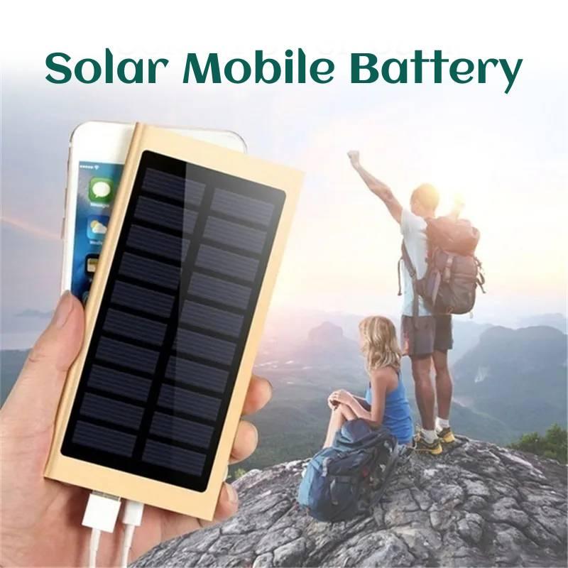 2個セット モバイルバッテリー 大容量 20000mAh 薄型 2.1A急速充電 ソーラーバッテリー ソーラー充電器 スマホ アウトドア 太陽光充電 iPhone Android B32｜wholesale-market-com｜03