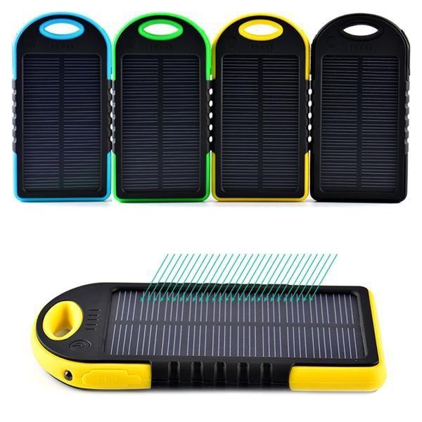 モバイルバッテリー 大容量 ソーラーパネル 5000mAh 軽量 薄型 充電器