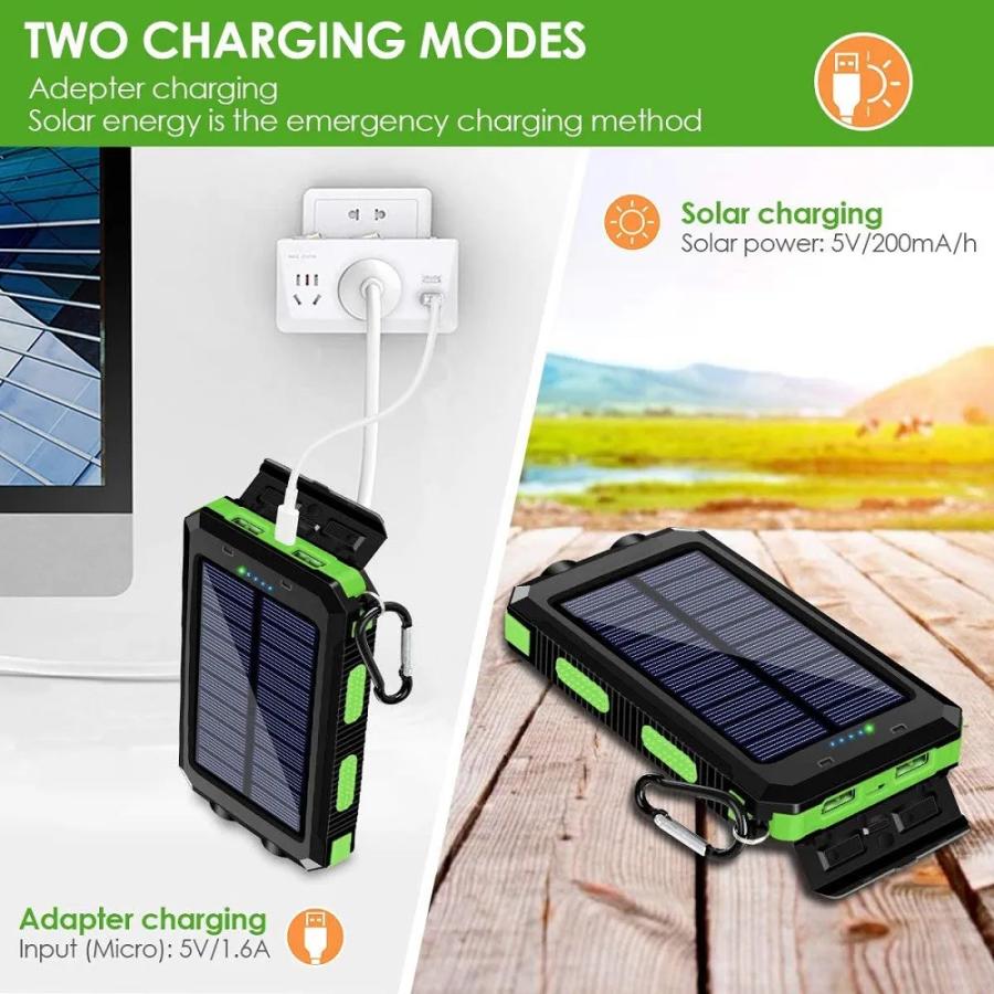 モバイルバッテリー 2個セット 30000mAh 大容量 ソーラー太陽光充電
