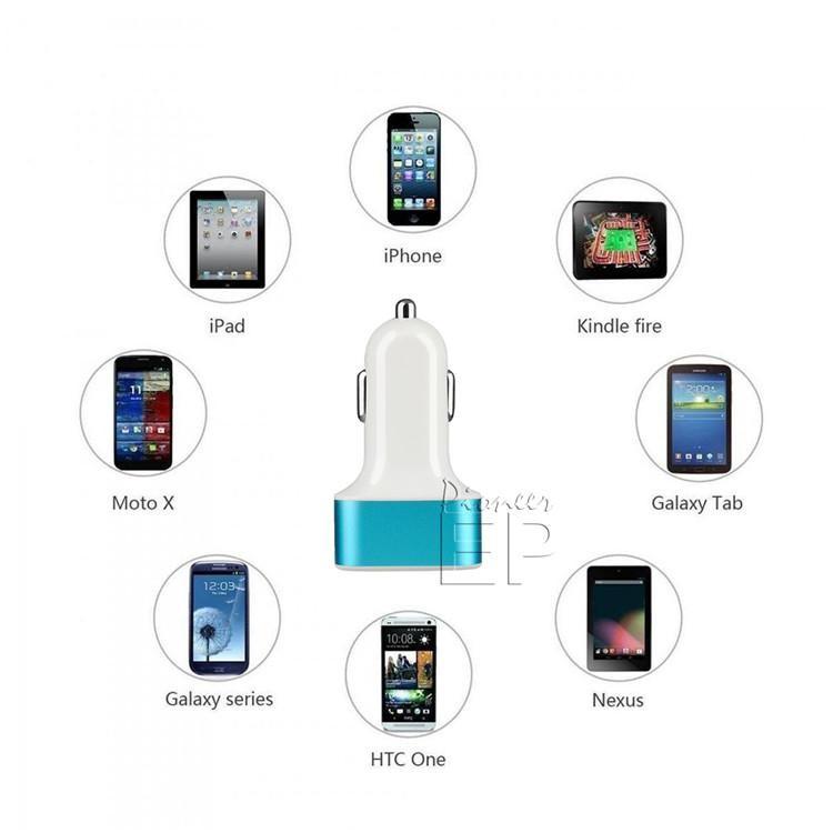 シガーソケット USB 3連 車用充電器 カーチャージャー 3台同時充電