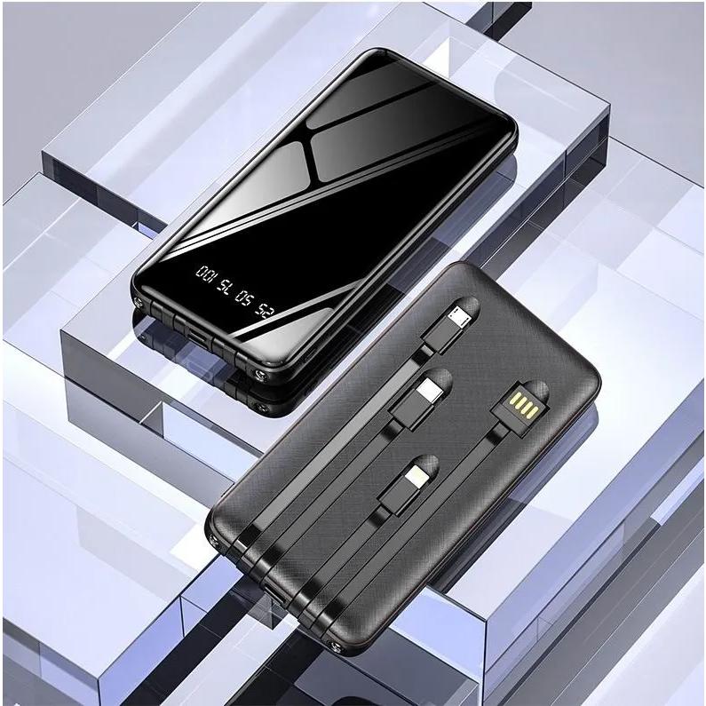 モバイルバッテリー 大容量 30000mAh ケーブル内蔵 モバ充 iphone LCD 