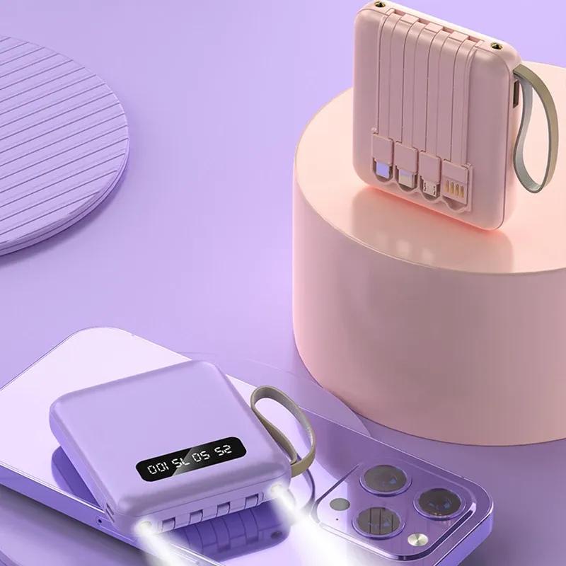 モバイルバッテリー 大容量 20000mAh ケーブル内蔵 ミニ おしゃれ
