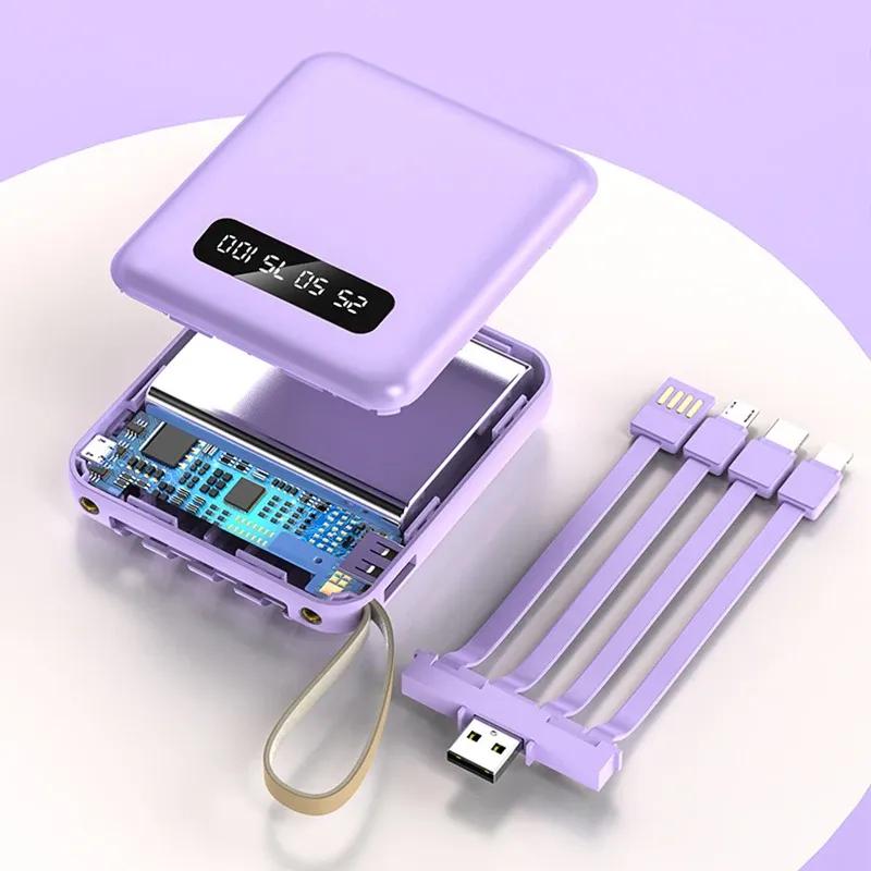 モバイルバッテリー 大容量 20000mAh ケーブル内蔵 ミニ おしゃれ