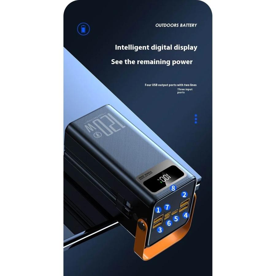 モバイルバッテリー 大容量 60000mAh ケーブル内蔵 モバ充 iphone BOX
