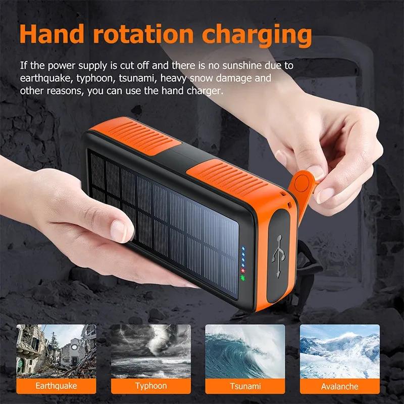 モバイルバッテリー 大容量 63200mAh 手回し発電機 ソーラー充電