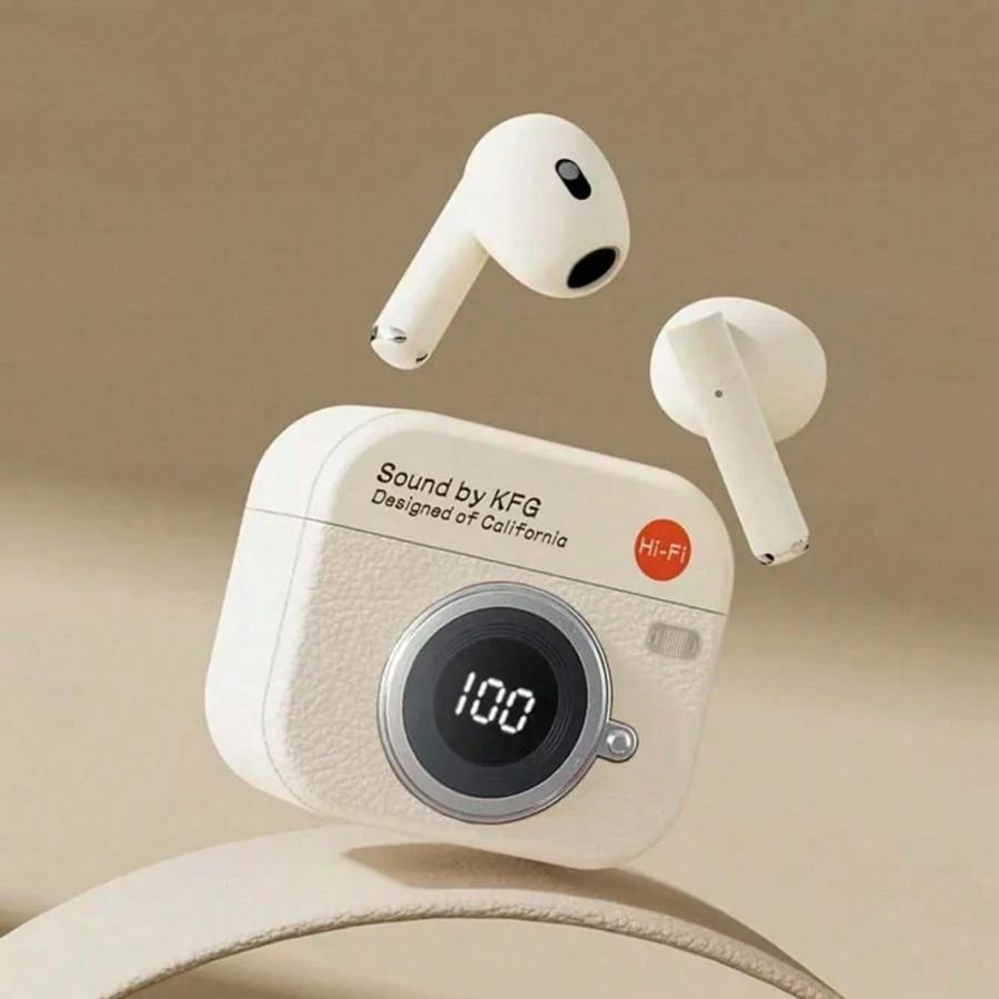 ワイヤレスイヤホン Bluetooth カメラ型収納ケース コンパクト 高音質