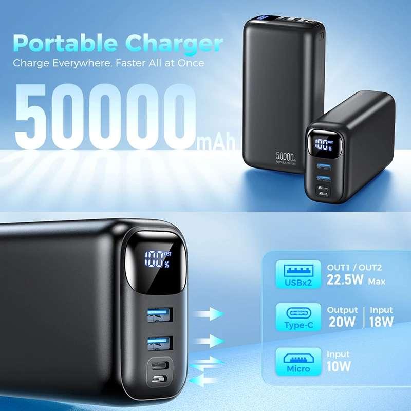 22.5W 急速充電 50000mAh 大容量 モバイルバッテリー 2WAY入力 Type-C+