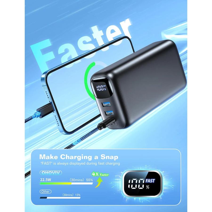 22.5W 急速充電 50000mAh 大容量 モバイルバッテリー 2WAY入力 Type-C+