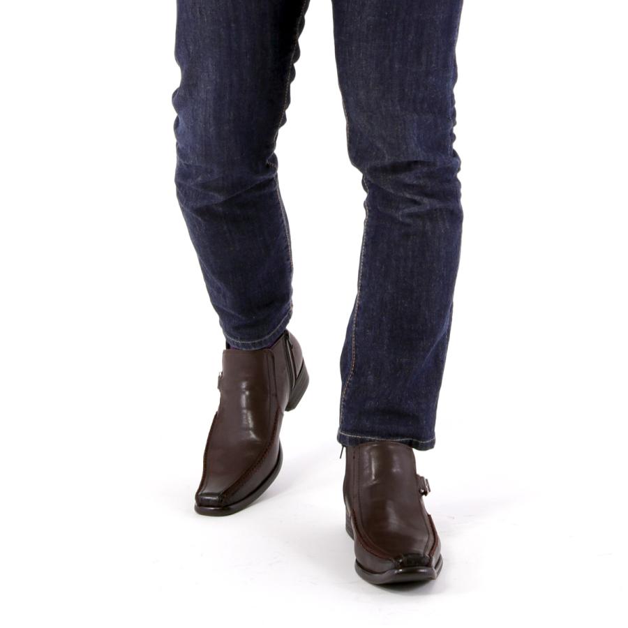 whoop-de-doo 本革 スクエアトゥ スワローモカ ジップアップ ブーツ  