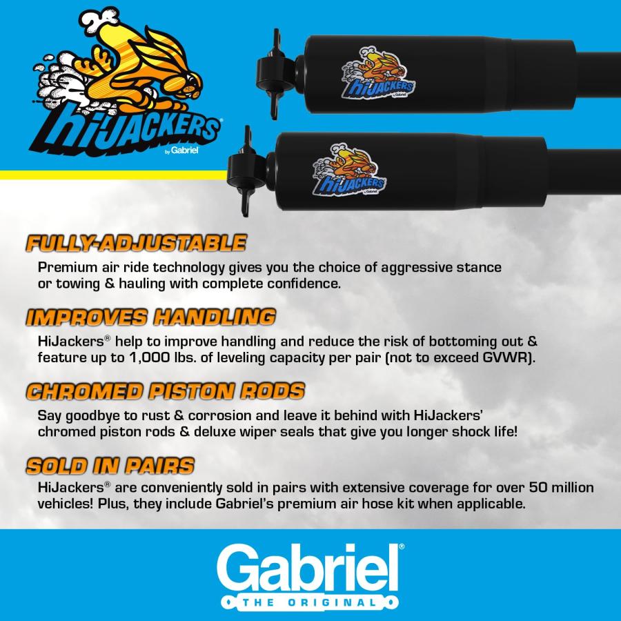 Gabriel 49213 HiJackers Adjustable Air Shock Absorbers Rear Idea 並行輸入品の画像