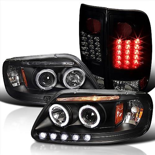 Spec D Tuning Halo 光沢ブラックプロジェクターヘッドライト + LEDバンパーフォグランプ フォードF150スタ 並行輸入品_1
