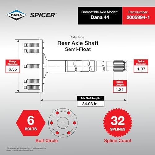 【並行輸入品】Spicer 2005994 1 リア車軸シャフト Spicer 2005994 1 Rear Axle Shaft DANA 4の画像
