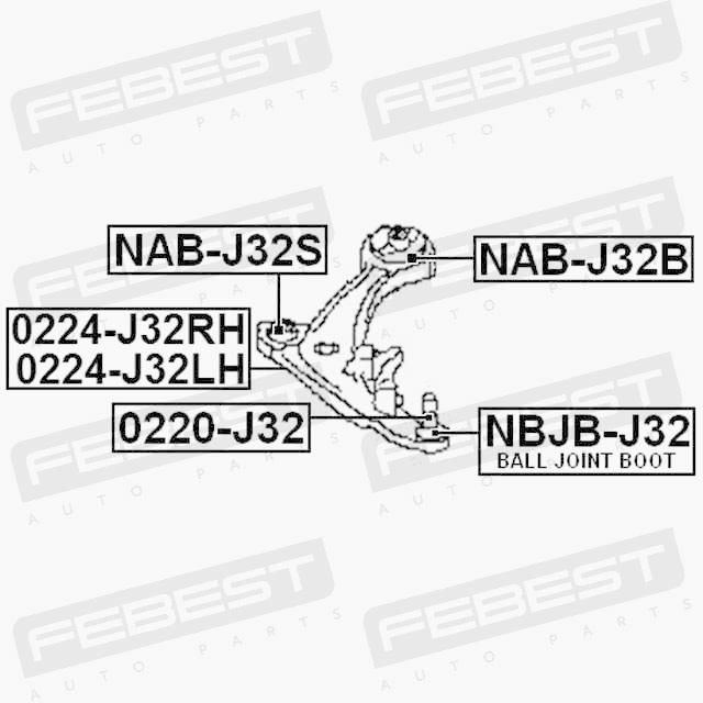 Ball Joint Front Lower Arm Febest 0220 J32 Oem 54501 JN00A 並行輸入品の画像