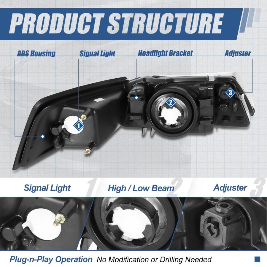 HL OH FM99 VR ホワイト AD HL OH FM99 CH AM Auto Dynasty Headlights As 並行輸入品_9