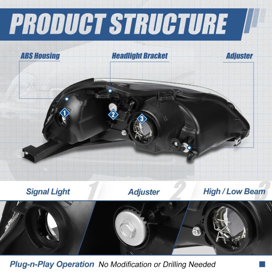 HL OH HC96 VR ホワイト AD HL OH HC96 CH AM Auto Dynasty Headlights As 並行輸入品_9