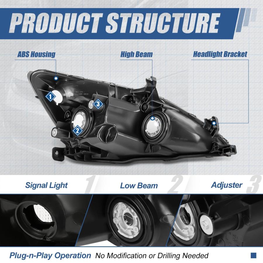 【並行輸入品】HL OH HA03 VR AD HL OH HA03 CH AB Auto Dynasty Headlights Assemblの画像
