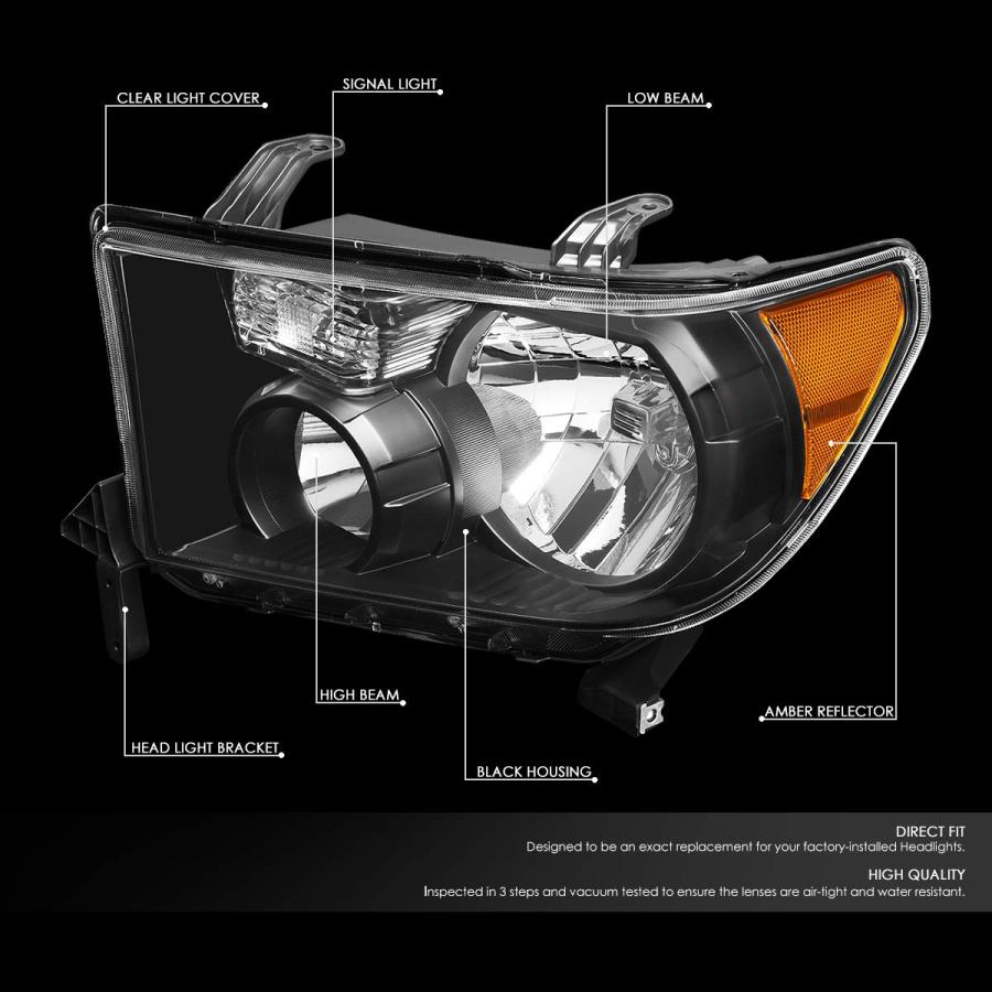 Auto Dynasty ヘッドライト アセンブリ ヘッドランプ 交換用 トヨタ タンドラ セコイア 2007 2013 / トヨ 並行輸入品の画像