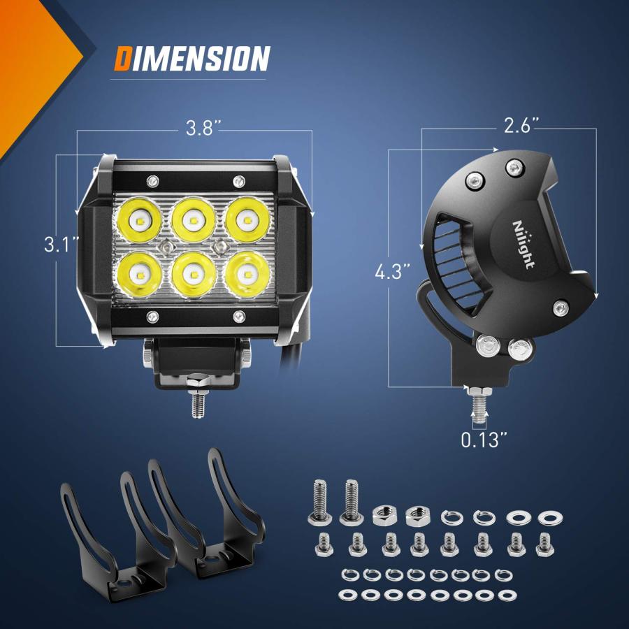 ZH127 4" 2PCS 18W Spot Road 12V 5Pin Rocker Switch LED Light Bar 並行輸入品_3