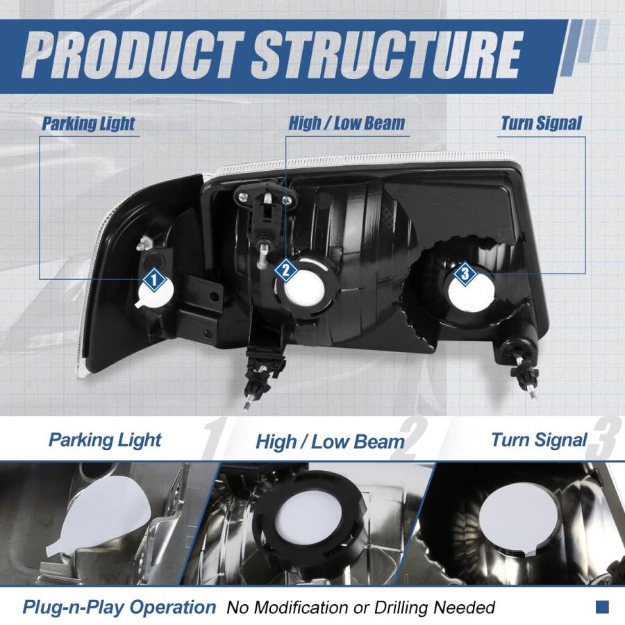 Auto Dynasty Headlights Assembly Compatible with 2001 2011 Ford 並行輸入品_9