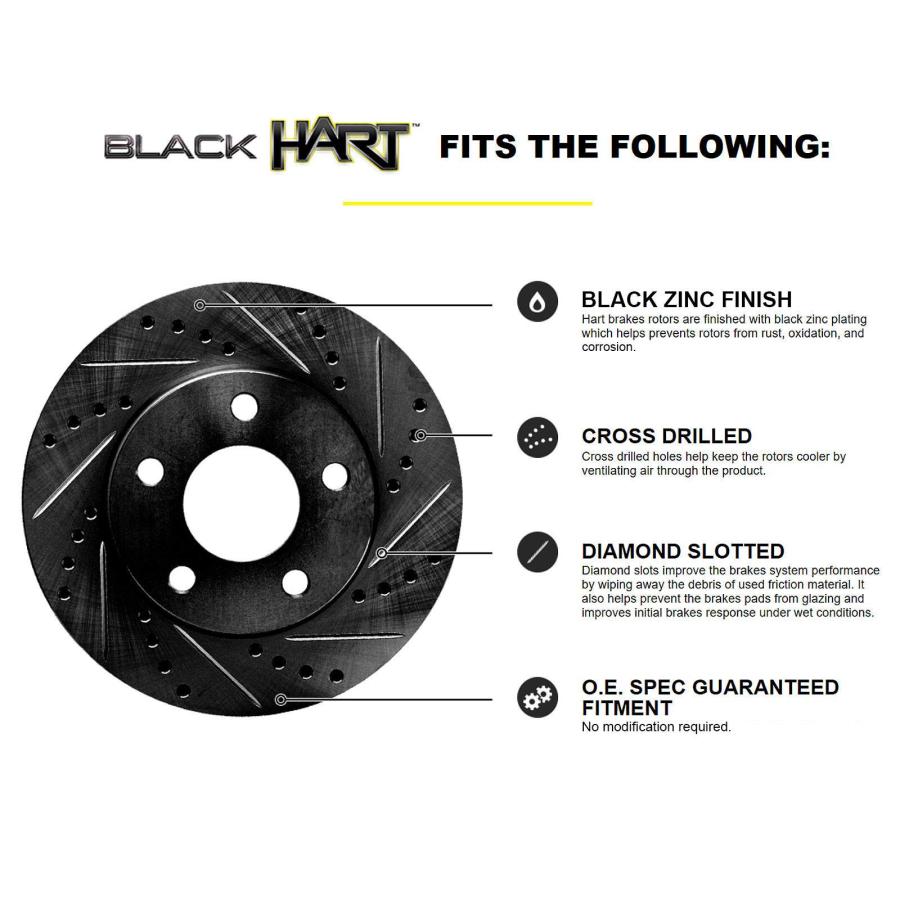 Hart Brakes フロントブレーキローター ブラック 穴あけ スロット付きセラミックブレーキパッド 2004 2012 スバ 並行輸入品の画像