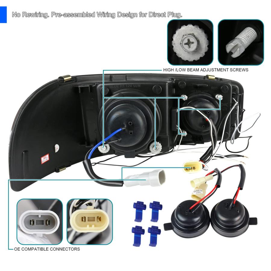 【並行輸入品】SPEC D TUNING プロジェクター ブラック 1999 2006 GMC Sierra 1500/2500/3500に対応_9