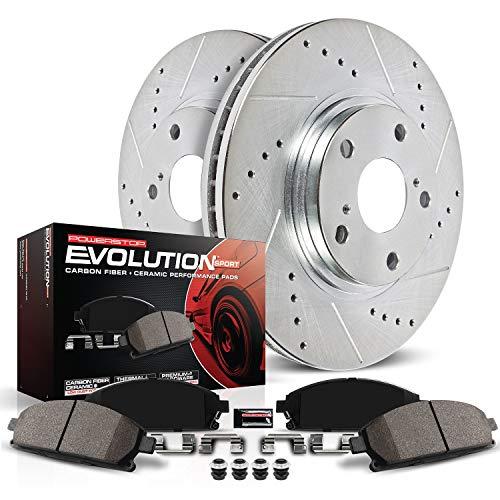 Power Stop K6812 リア Z23 カーボンファイバー ブレーキパッド ドリル\u0026スロット付きブレーキローターキット付き 並行輸入品の画像