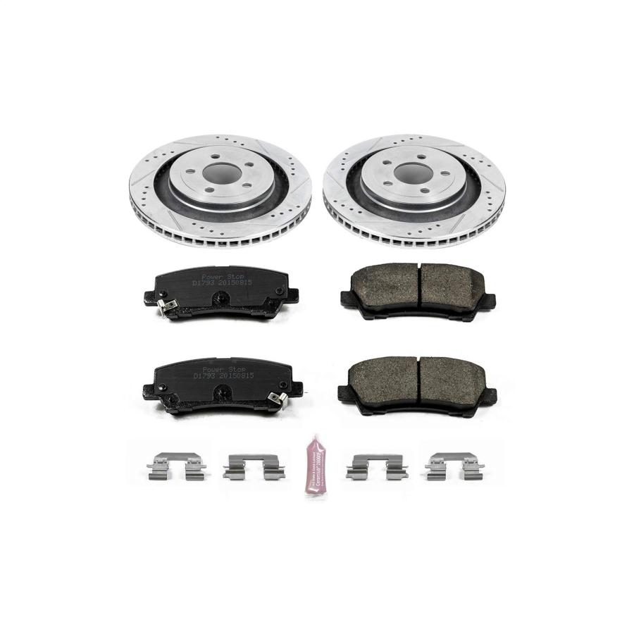 Power Stop K6812 リア Z23 カーボンファイバー ブレーキパッド ドリル\u0026スロット付きブレーキローターキット付き 並行輸入品の画像