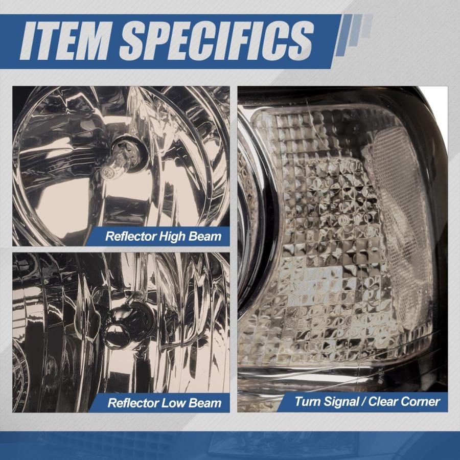 Auto Dynasty Pair of OE Style Smoked Housing Clear Corner Headli 並行輸入品の画像